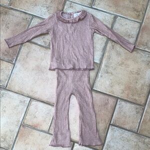 Pink Ribbed Toddler Outfit